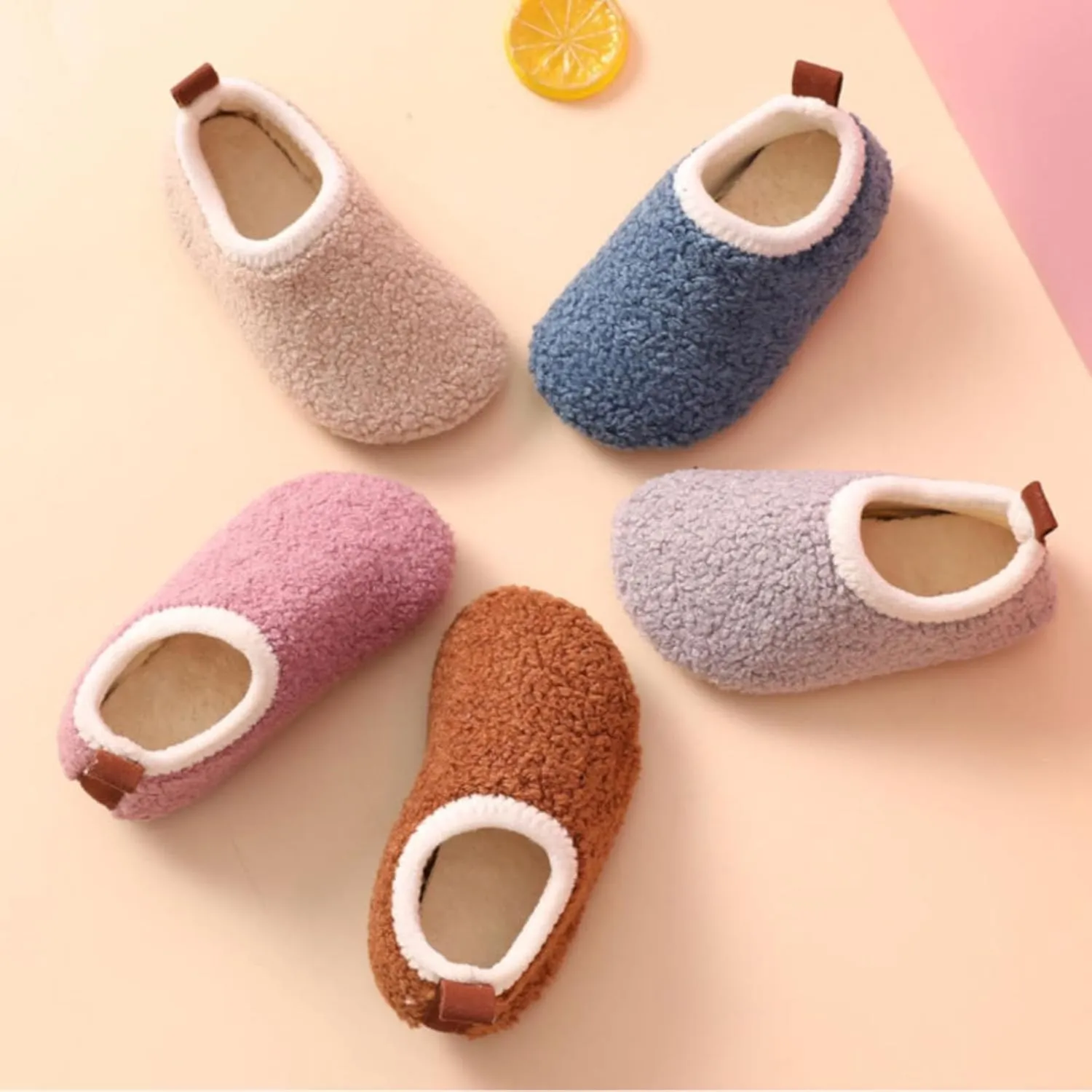 Fuzzy Loafers Slippers for Toddler Baby Boys Girls House Flat Shoes Indoor Bedroom Cozy Slippers Non Slip Ankle Shoes