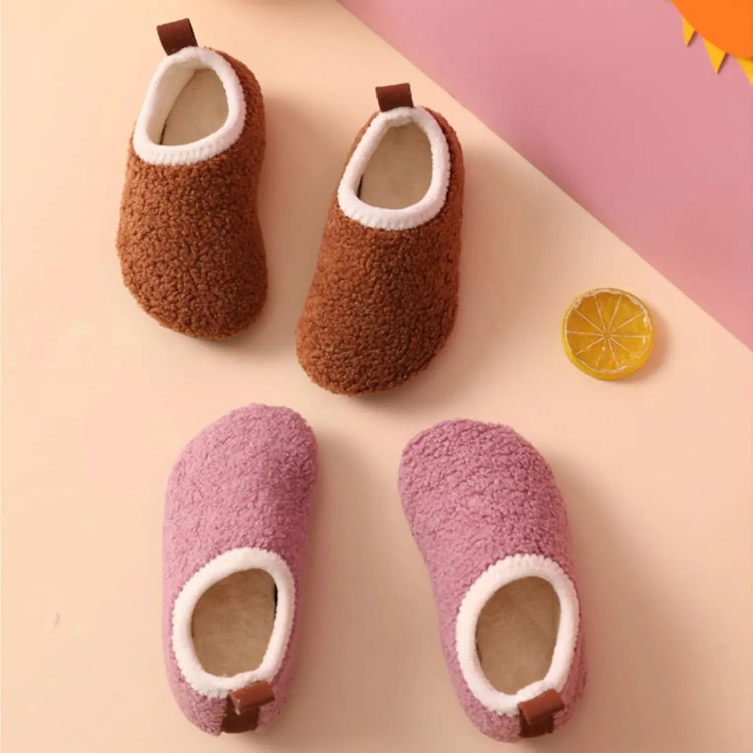 Fuzzy Loafers Slippers for Toddler Baby Boys Girls House Flat Shoes Indoor Bedroom Cozy Slippers Non Slip Ankle Shoes