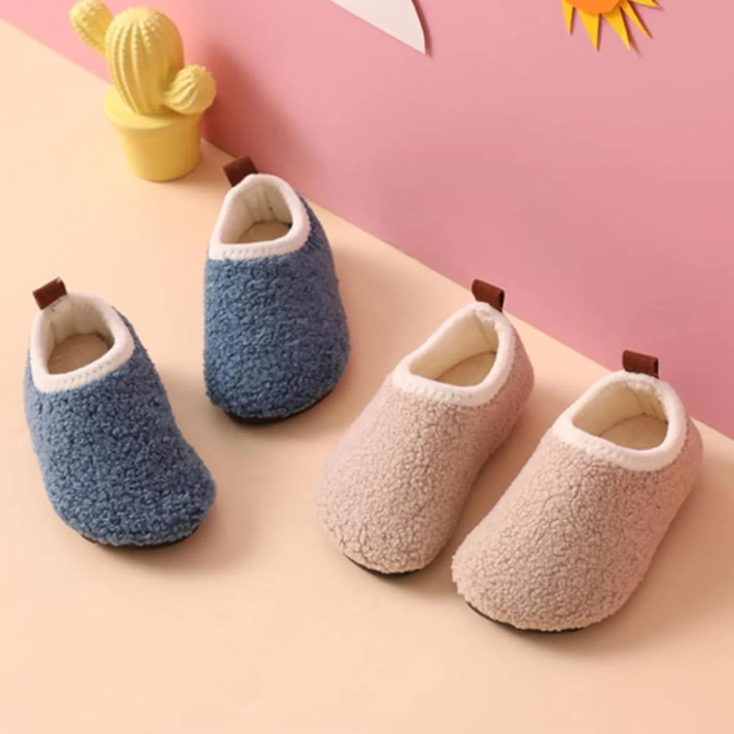 Fuzzy Loafers Slippers for Toddler Baby Boys Girls House Flat Shoes Indoor Bedroom Cozy Slippers Non Slip Ankle Shoes