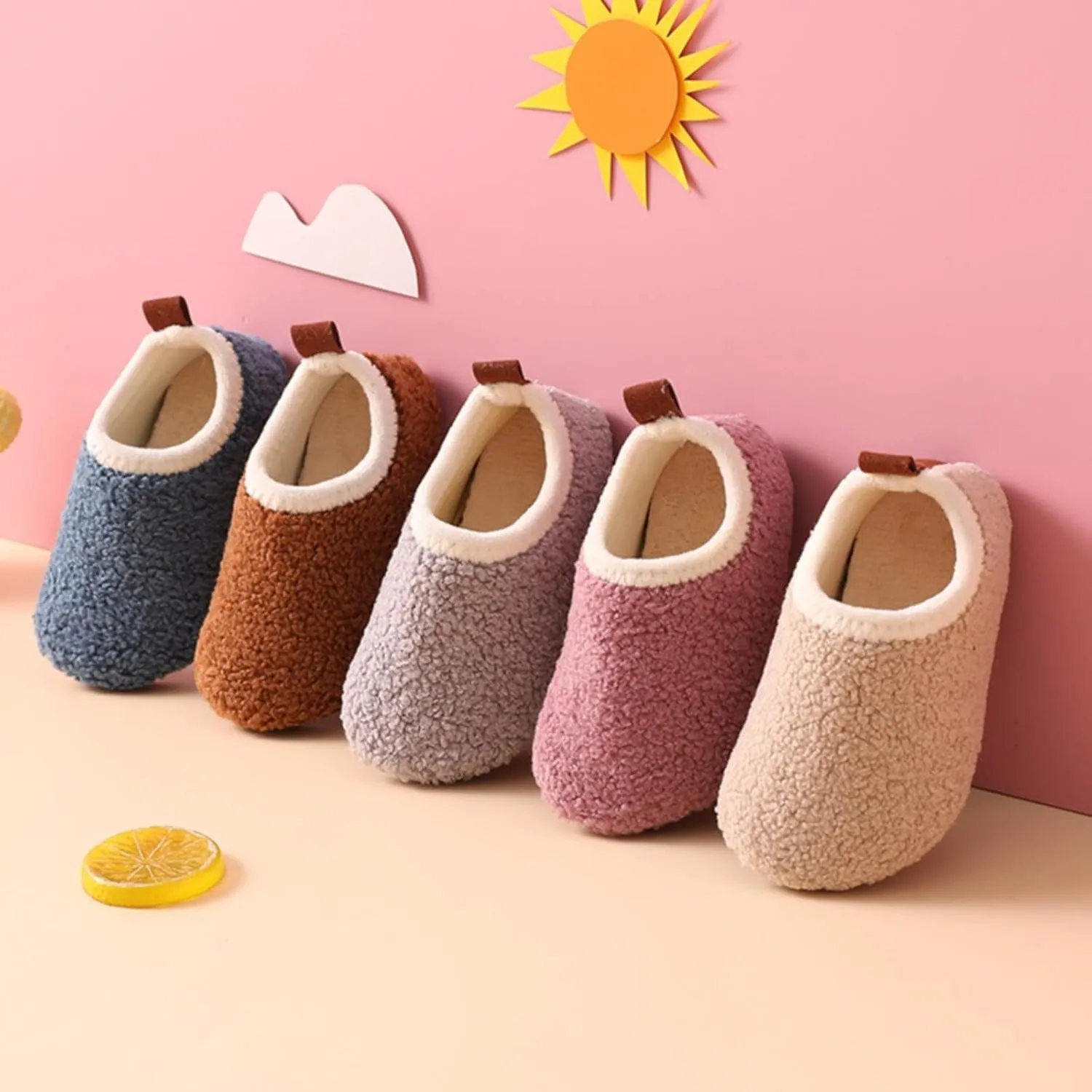 Fuzzy Loafers Slippers for Toddler Baby Boys Girls House Flat Shoes Indoor Bedroom Cozy Slippers Non Slip Ankle Shoes