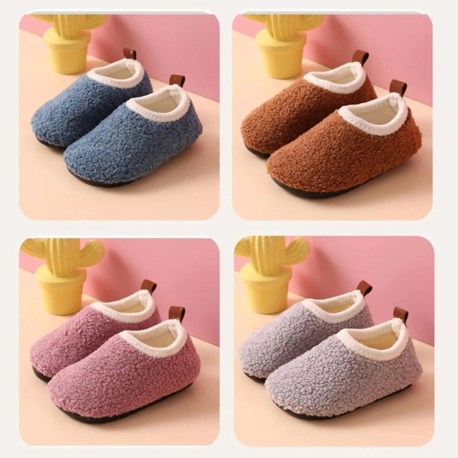 Fuzzy Loafers Slippers for Toddler Baby Boys Girls House Flat Shoes Indoor Bedroom Cozy Slippers Non Slip Ankle Shoes