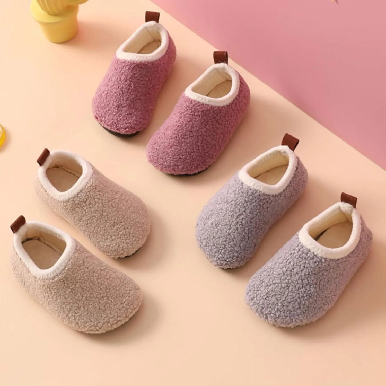 Fuzzy Loafers Slippers for Toddler Baby Boys Girls House Flat Shoes Indoor Bedroom Cozy Slippers Non Slip Ankle Shoes