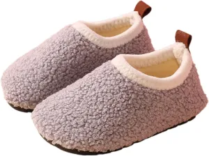 Fuzzy Loafers Slippers for Toddler Baby Boys Girls House Flat Shoes Indoor Bedroom Cozy Slippers Non Slip Ankle Shoes
