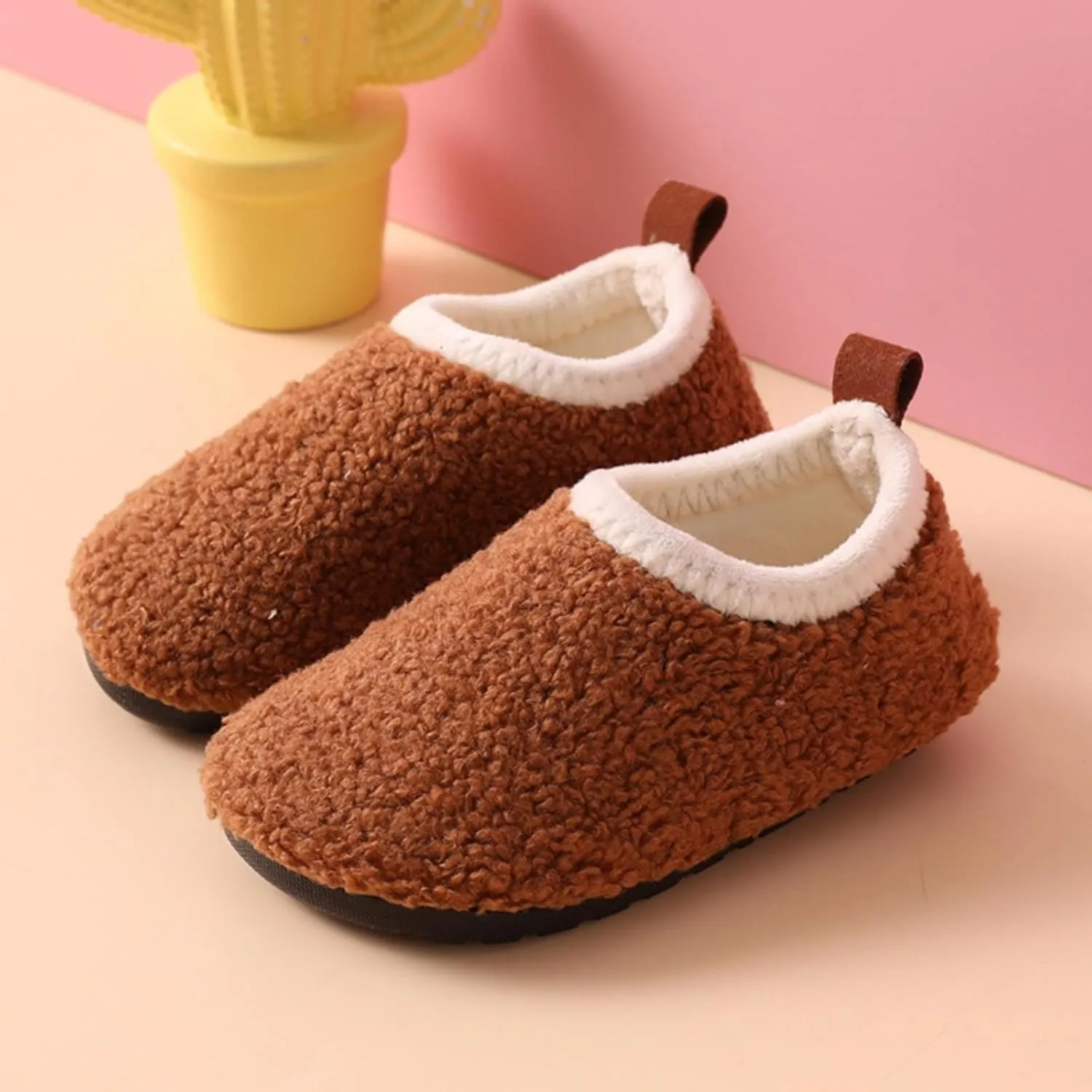 Fuzzy Loafers Slippers for Toddler Baby Boys Girls House Flat Shoes Indoor Bedroom Cozy Slippers Non Slip Ankle Shoes