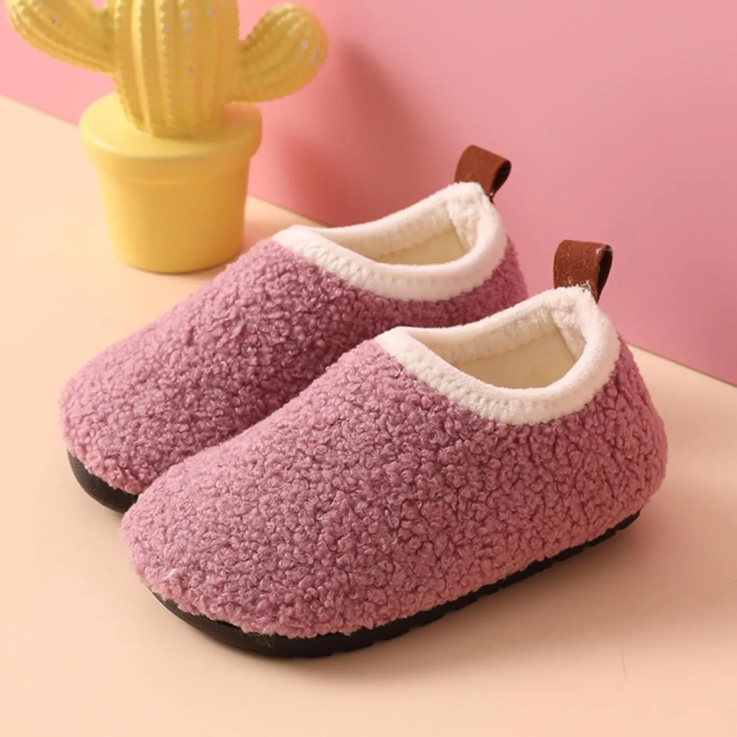Fuzzy Loafers Slippers for Toddler Baby Boys Girls House Flat Shoes Indoor Bedroom Cozy Slippers Non Slip Ankle Shoes