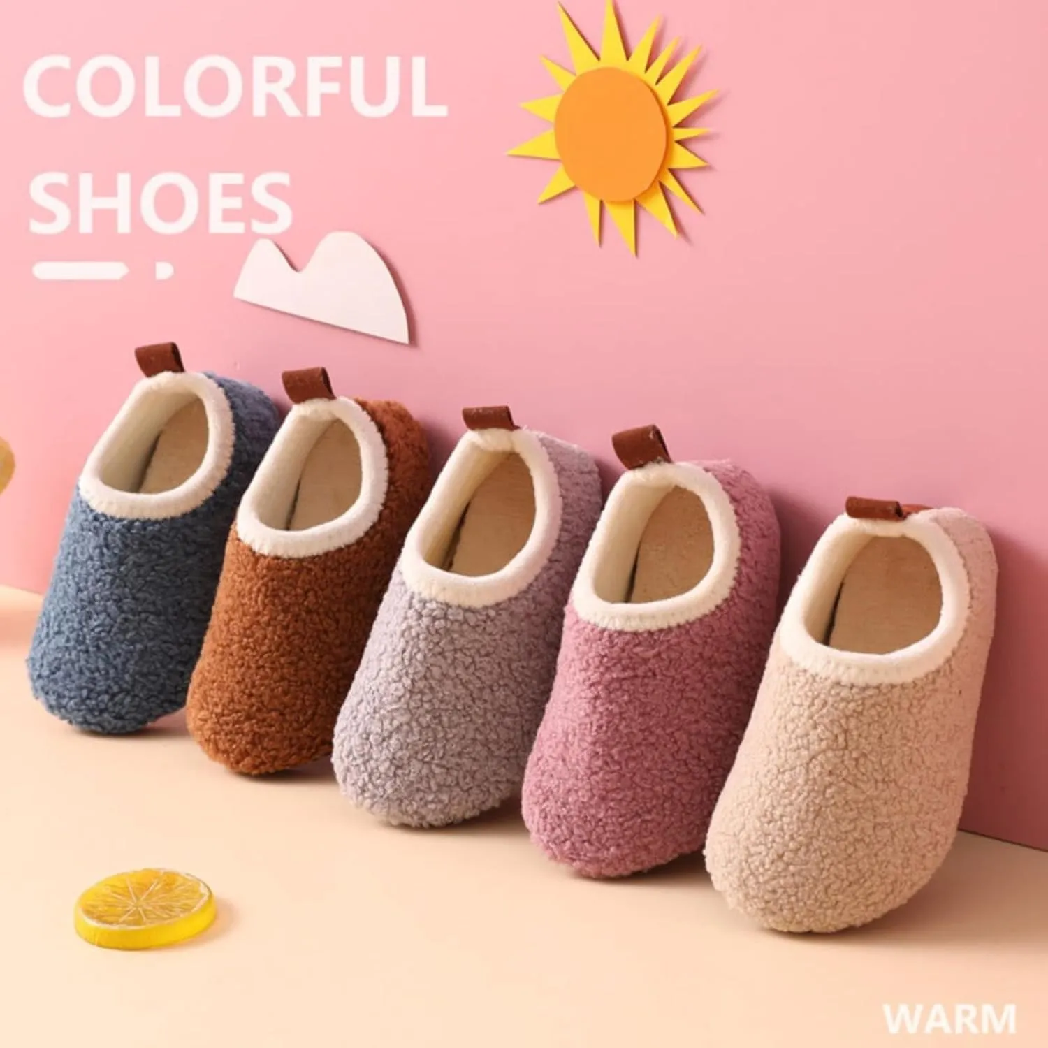 Fuzzy Loafers Slippers for Toddler Baby Boys Girls House Flat Shoes Indoor Bedroom Cozy Slippers Non Slip Ankle Shoes