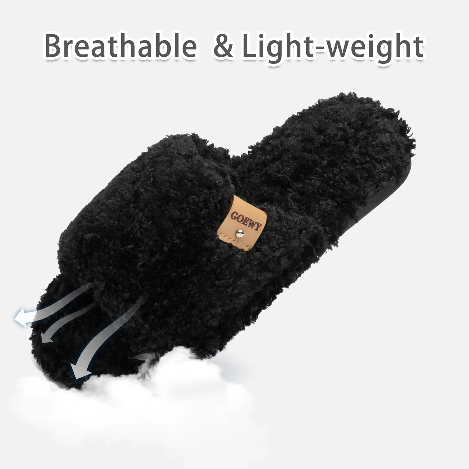 Fuzzy Open Toe Slippers for Women Indoor Cozy Memory Foam Slip On House Slides Shoes Gifts for Womens Her Mom