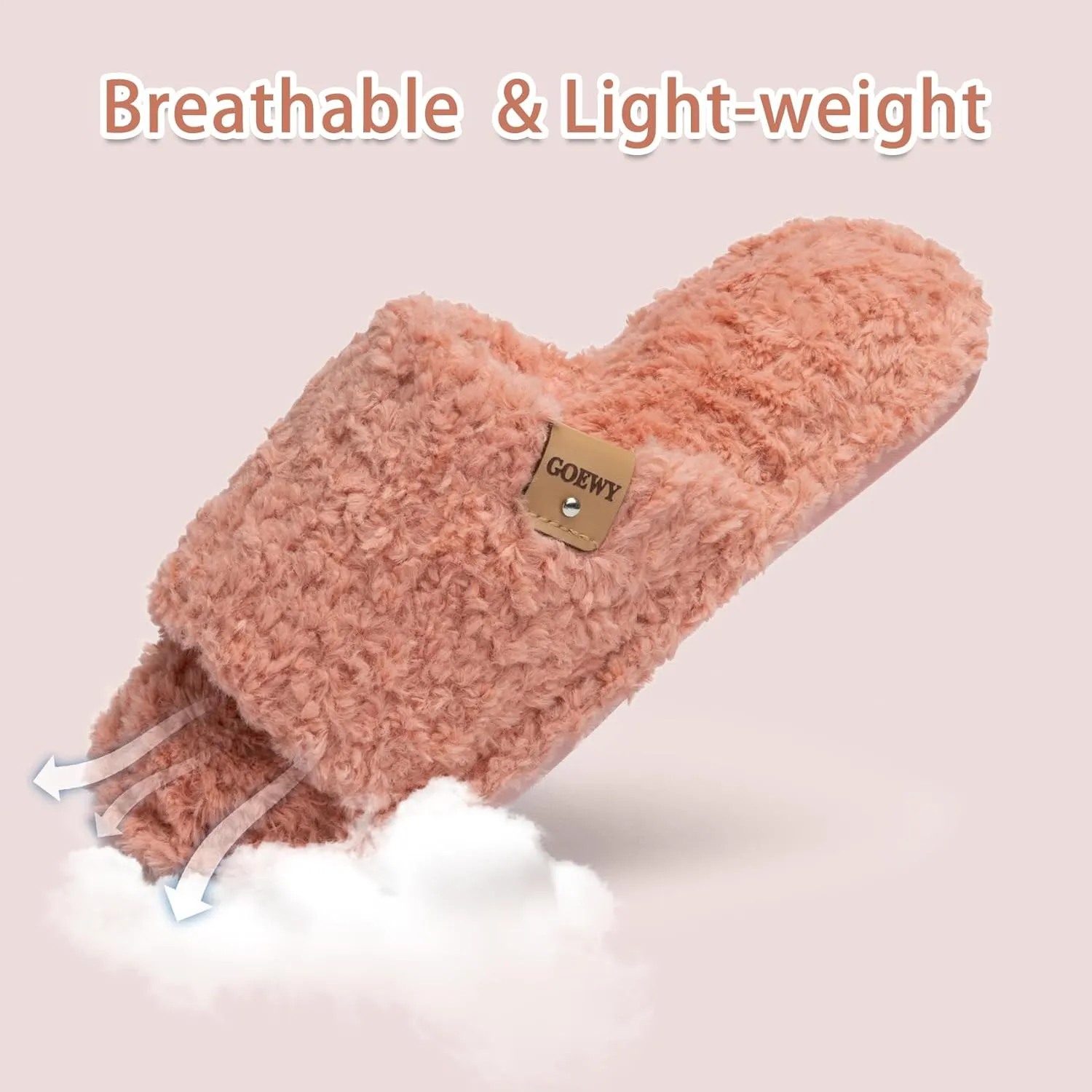 Fuzzy Open Toe Slippers for Women Indoor Cozy Memory Foam Slip On House Slides Shoes Gifts for Womens Her Mom