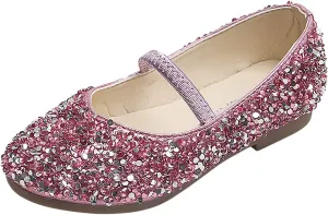Girls Glitter Slip On Sneakers Baby Girls Dress Dance Flat Shoes Kids Soft Cozy Lightweight Outdoor Bottom Sport Shoes