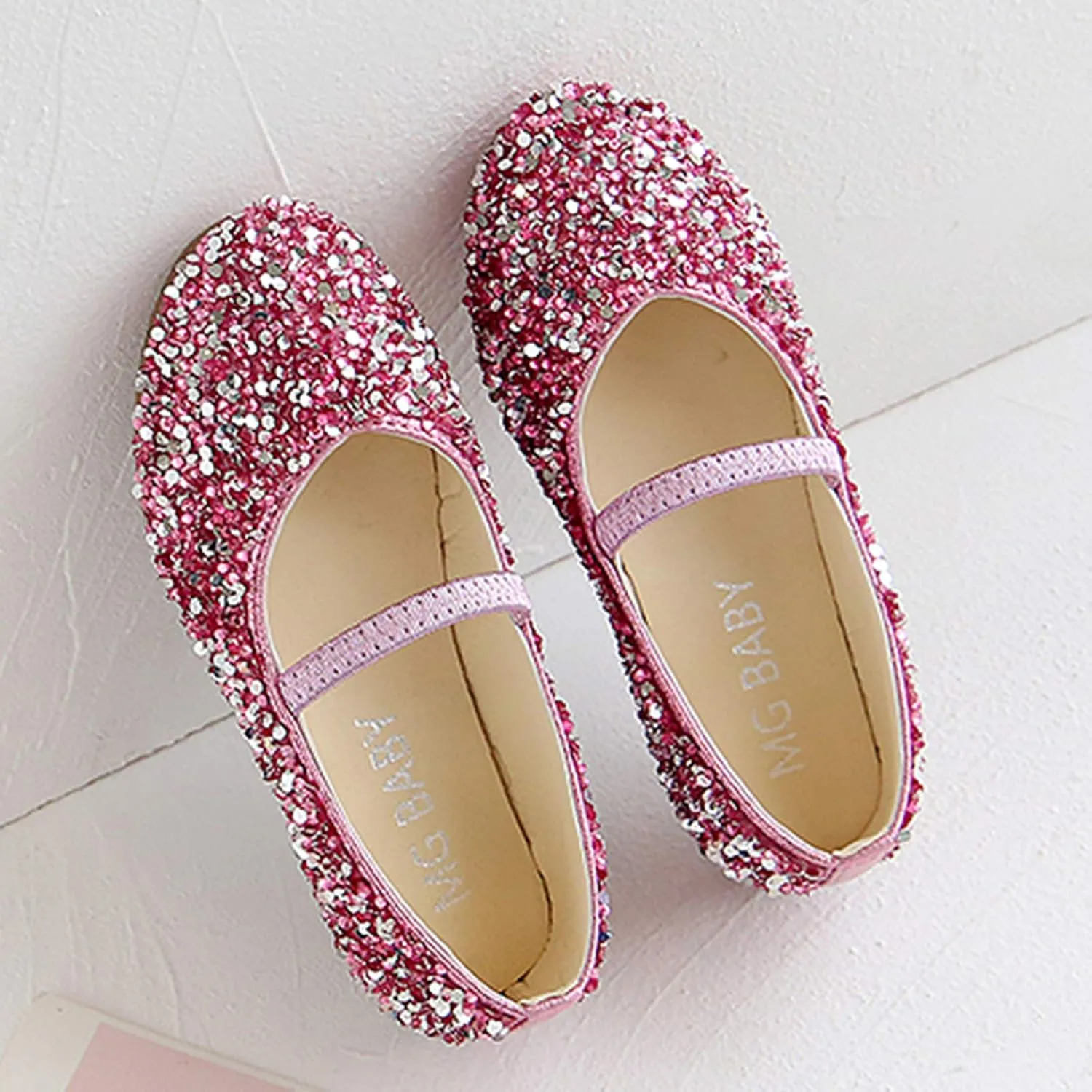 Girls Glitter Slip On Sneakers Baby Girls Dress Dance Flat Shoes Kids Soft Cozy Lightweight Outdoor Bottom Sport Shoes