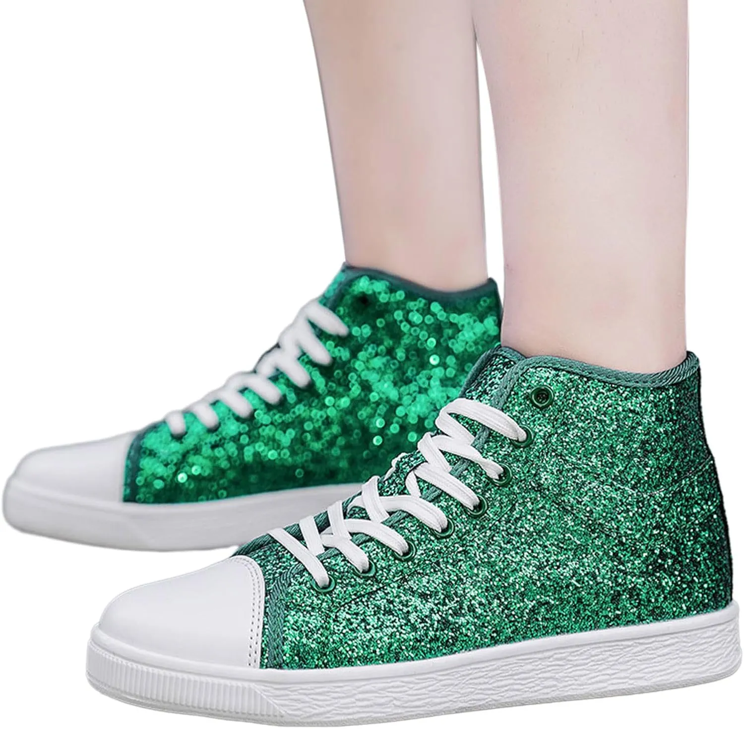 Glitter Sneakers for Women Women's Bling Sneakers Rhinestone Sneakers Shoe Glitter Fashion High Top Platform Tennis Shoes