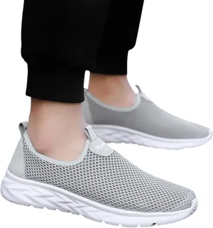 Hbeylia Slip on Easy Sneakers for Men Ultra Lightweight Walking Shoes Non Slip Lightweight Fashionable Breathable Tennis Skateboard Shoes for Shopping Travel