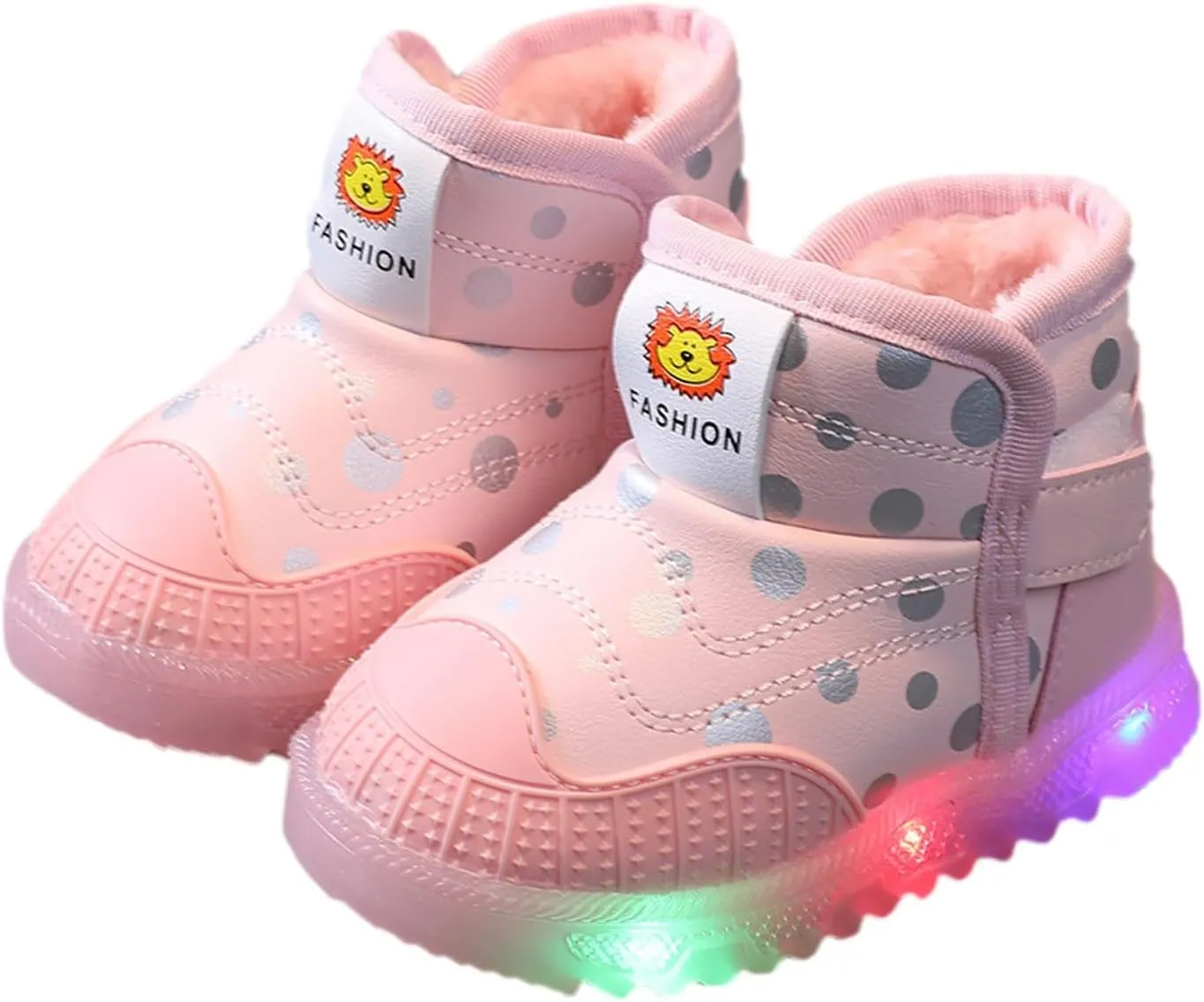 High Top Light Up Toddler Sneakers Boys Girls Cotton Plush Fashion Warm Sneaker Cute Casual Walking Snow Baby Boots