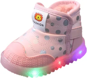 High Top Light Up Toddler Sneakers Boys Girls Cotton Plush Fashion Warm Sneaker Cute Casual Walking Snow Baby Boots