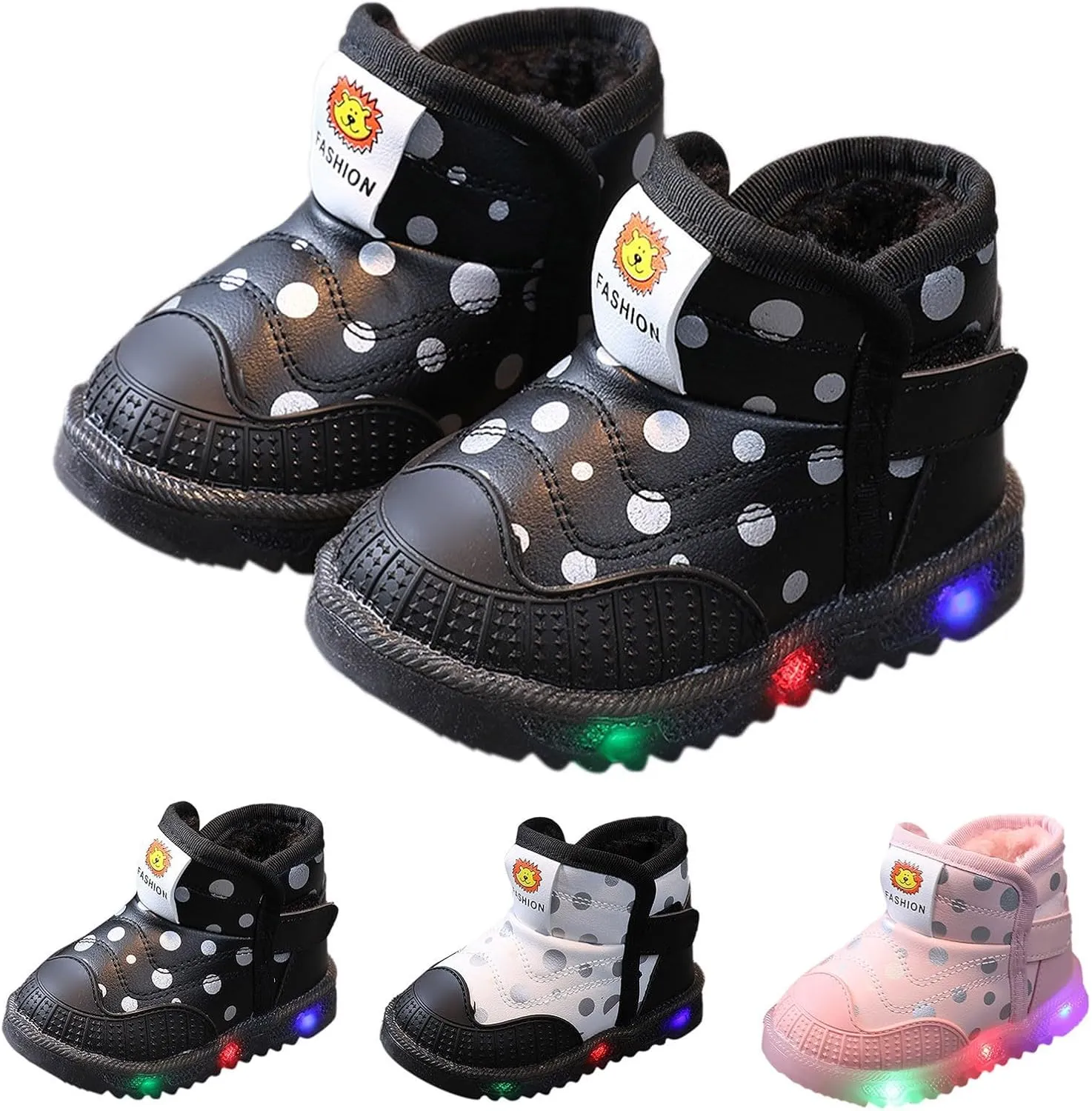 High Top Light Up Toddler Sneakers Boys Girls Cotton Plush Fashion Warm Sneaker Cute Snow Boots for Toddler Size 5