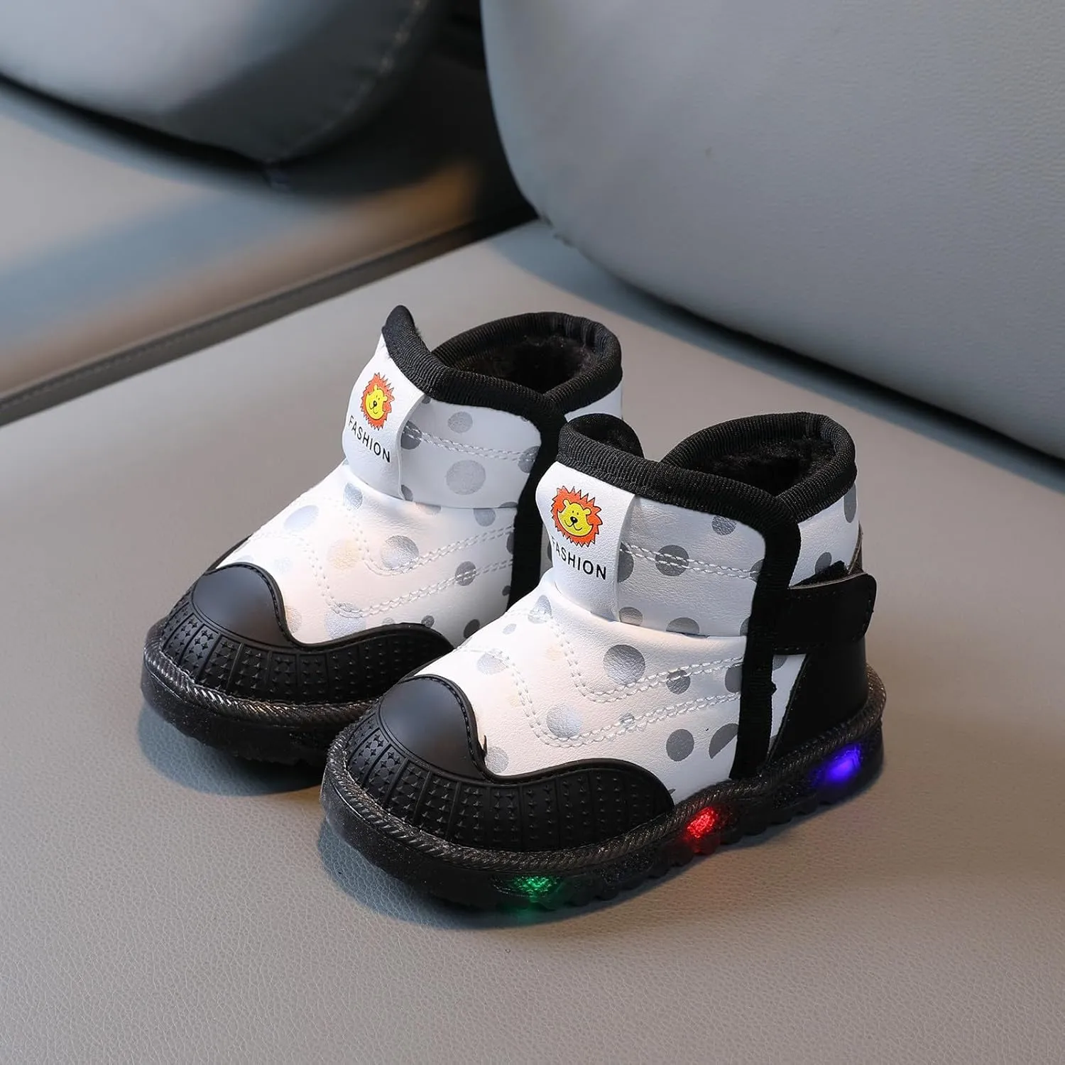 High Top Light Up Toddler Sneakers Boys Girls Cotton Plush Fashion Warm Sneaker Cute Snow Boots for Toddler Size 5