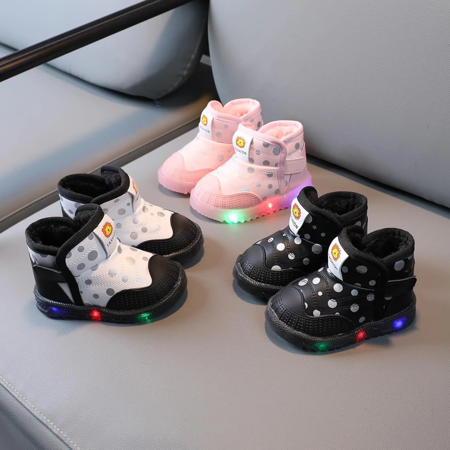 High Top Light Up Toddler Sneakers Boys Girls Cotton Plush Fashion Warm Sneaker Cute Snow Boots for Toddler Size 5