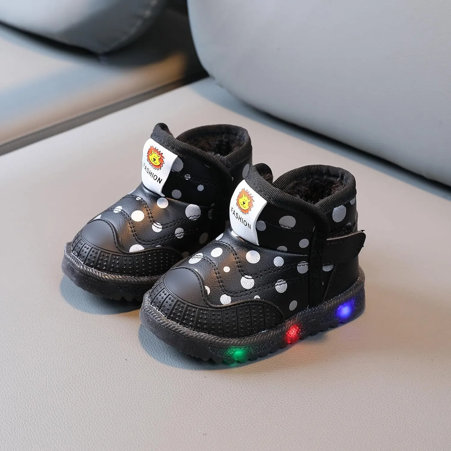High Top Light Up Toddler Sneakers Boys Girls Cotton Plush Fashion Warm Sneaker Cute Snow Boots for Toddler Size 5