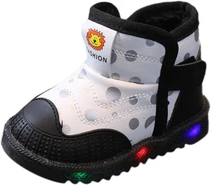 High Top Light Up Toddler Sneakers Boys Girls Cotton Plush Fashion Warm Sneaker Cute Snow Boots for Toddler Size 5
