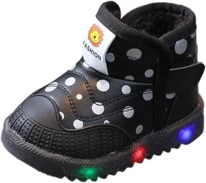 High Top Light Up Toddler Sneakers Boys Girls Cotton Plush Fashion Warm Sneaker Cute Snow Boots for Toddler Size 5