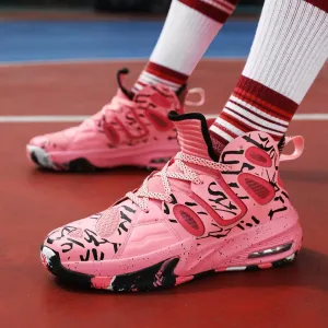 High top Neutral Basketball Shoes Men's Shoes Women's Shoes Super Light Sneakers high top Graffiti Style Couple Style