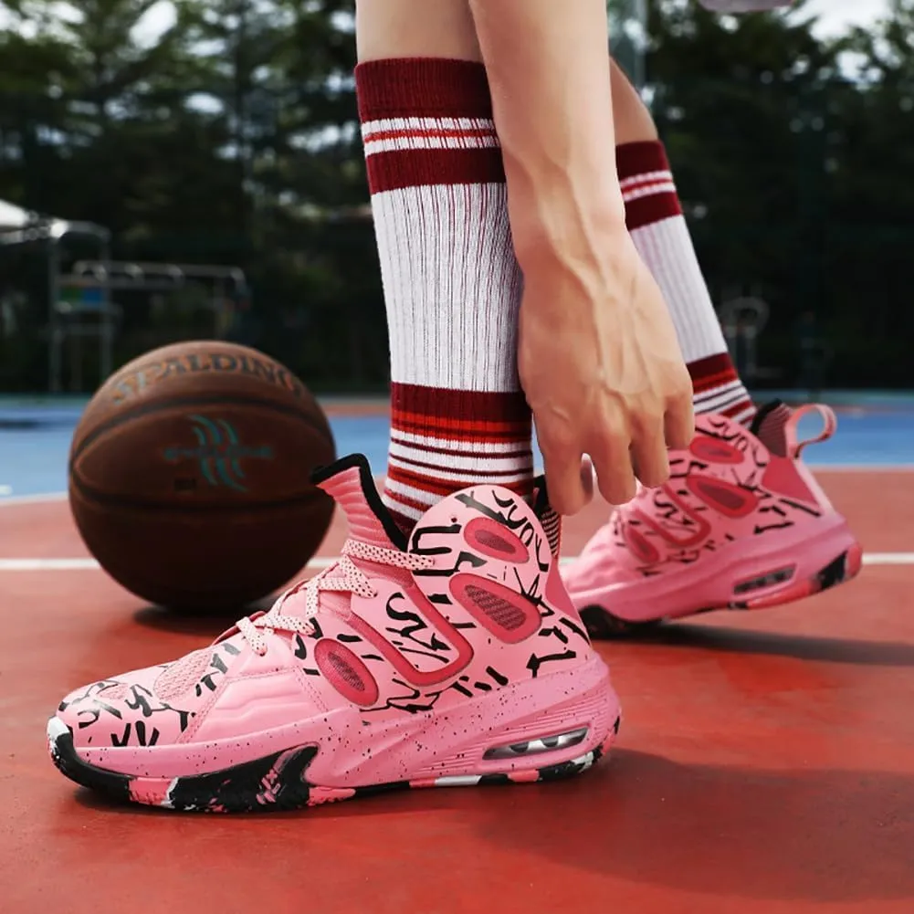 High top Neutral Basketball Shoes Men's Shoes Women's Shoes Super Light Sneakers high top Graffiti Style Couple Style