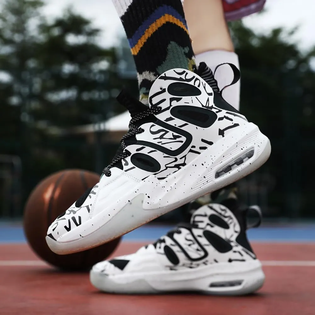 High top Neutral Basketball Shoes Men's Shoes Women's Shoes Super Light Sneakers high top Graffiti Style Couple Style