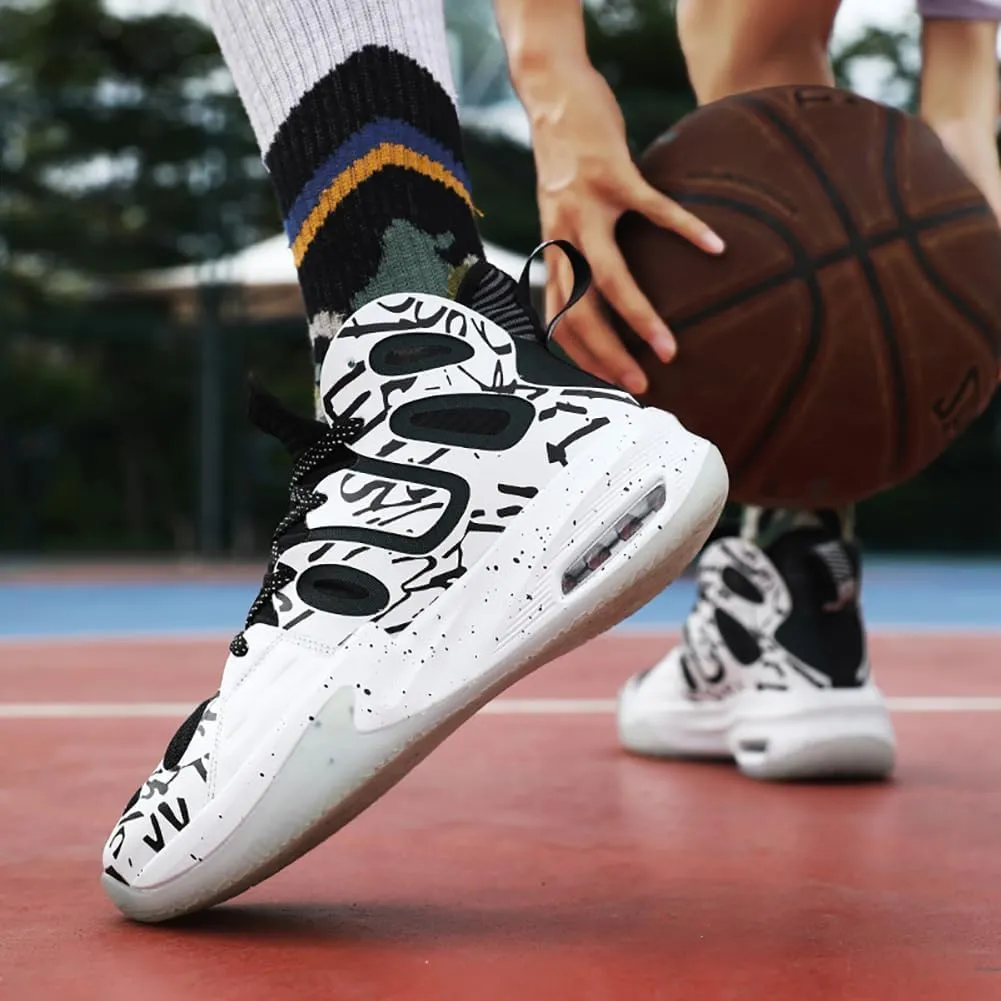 High top Neutral Basketball Shoes Men's Shoes Women's Shoes Super Light Sneakers high top Graffiti Style Couple Style