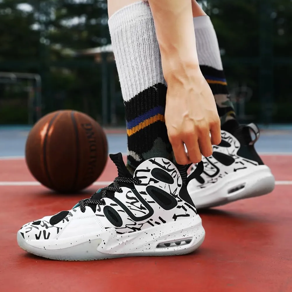 High top Neutral Basketball Shoes Men's Shoes Women's Shoes Super Light Sneakers high top Graffiti Style Couple Style