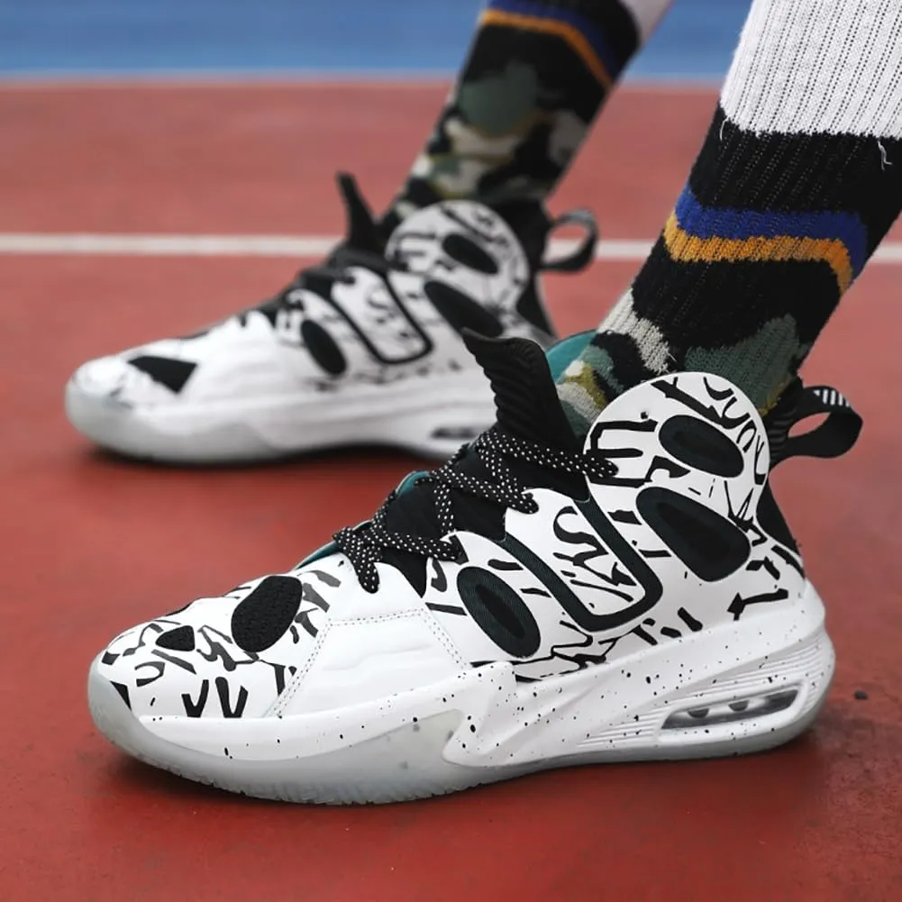 High top Neutral Basketball Shoes Men's Shoes Women's Shoes Super Light Sneakers high top Graffiti Style Couple Style