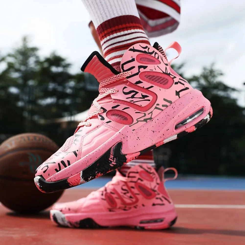 High top Neutral Basketball Shoes Men's Shoes Women's Shoes Super Light Sneakers high top Graffiti Style Couple Style
