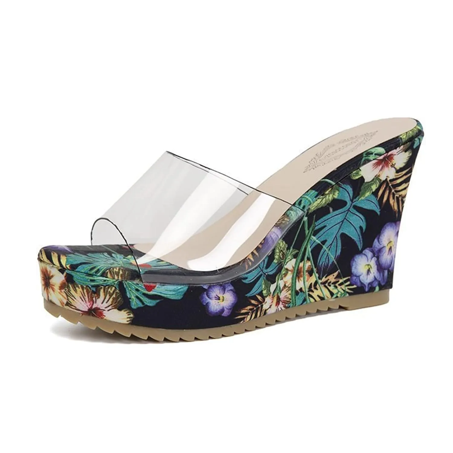 HINDOLA Sandals for Women High Heel Backless Wedge Slippers Summer Peep Toe Stylish Platform Wedge Sandals