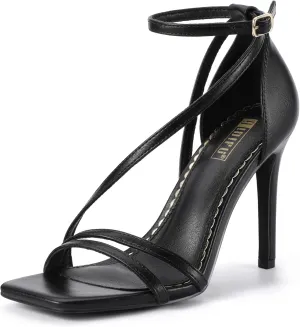 IDIFU IN4 Strappy Heels for Women Sexy High Stiletto Square Open Toe Heels Dress Shoes for Women Dressy Wedding Prom Bridal Bridesmaid Shoes Ankle Strap Heeled Sandals Comfortable Cute Trendy Heels