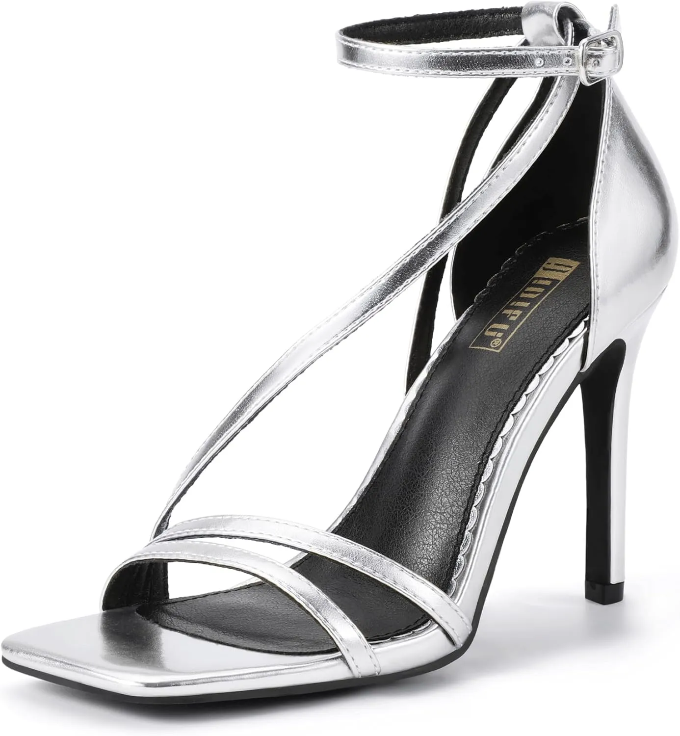 IDIFU IN4 Strappy Heels for Women Sexy High Stiletto Square Open Toe Heels Dress Shoes for Women Dressy Wedding Prom Bridal Bridesmaid Shoes Ankle Strap Heeled Sandals Comfortable Cute Trendy Heels
