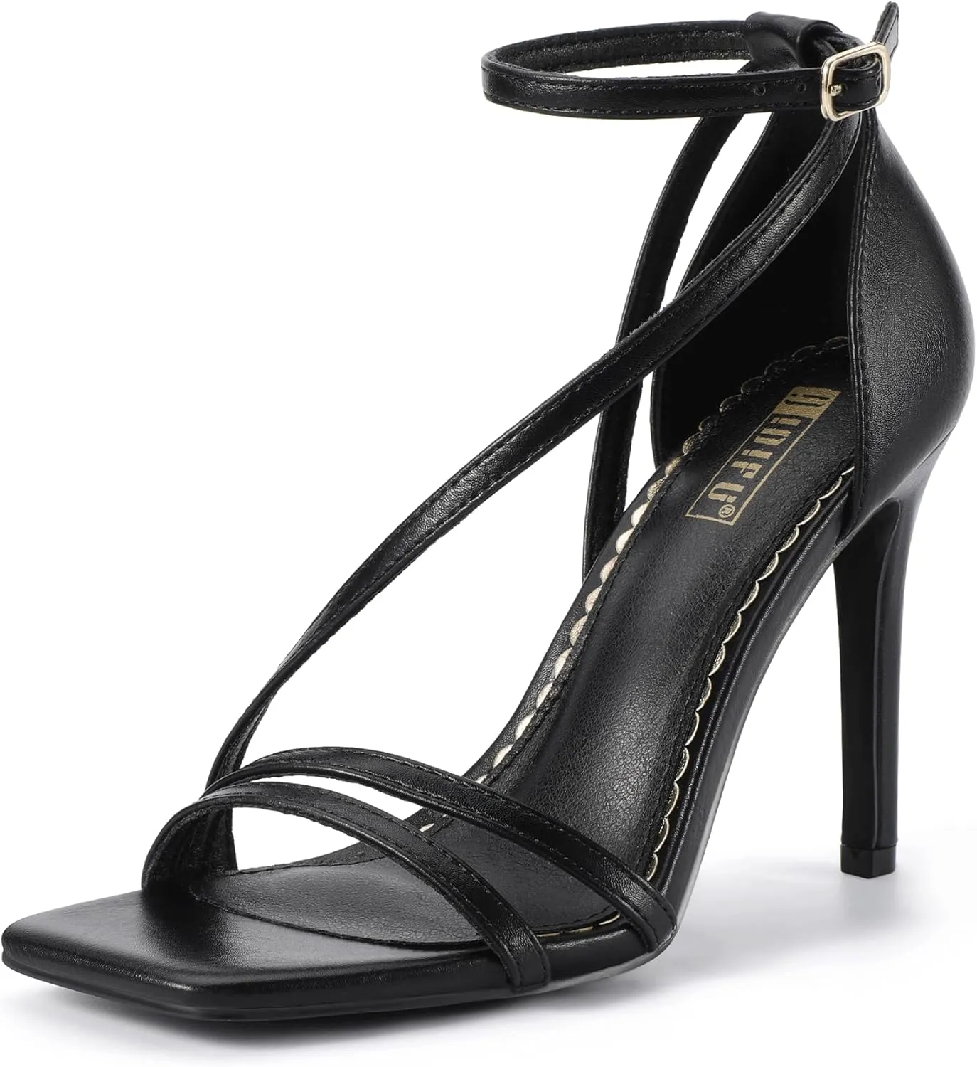 IDIFU IN4 Strappy Heels for Women Sexy High Stiletto Square Open Toe Heels Dress Shoes for Women Dressy Wedding Prom Bridal Bridesmaid Shoes Ankle Strap Heeled Sandals Comfortable Cute Trendy Heels