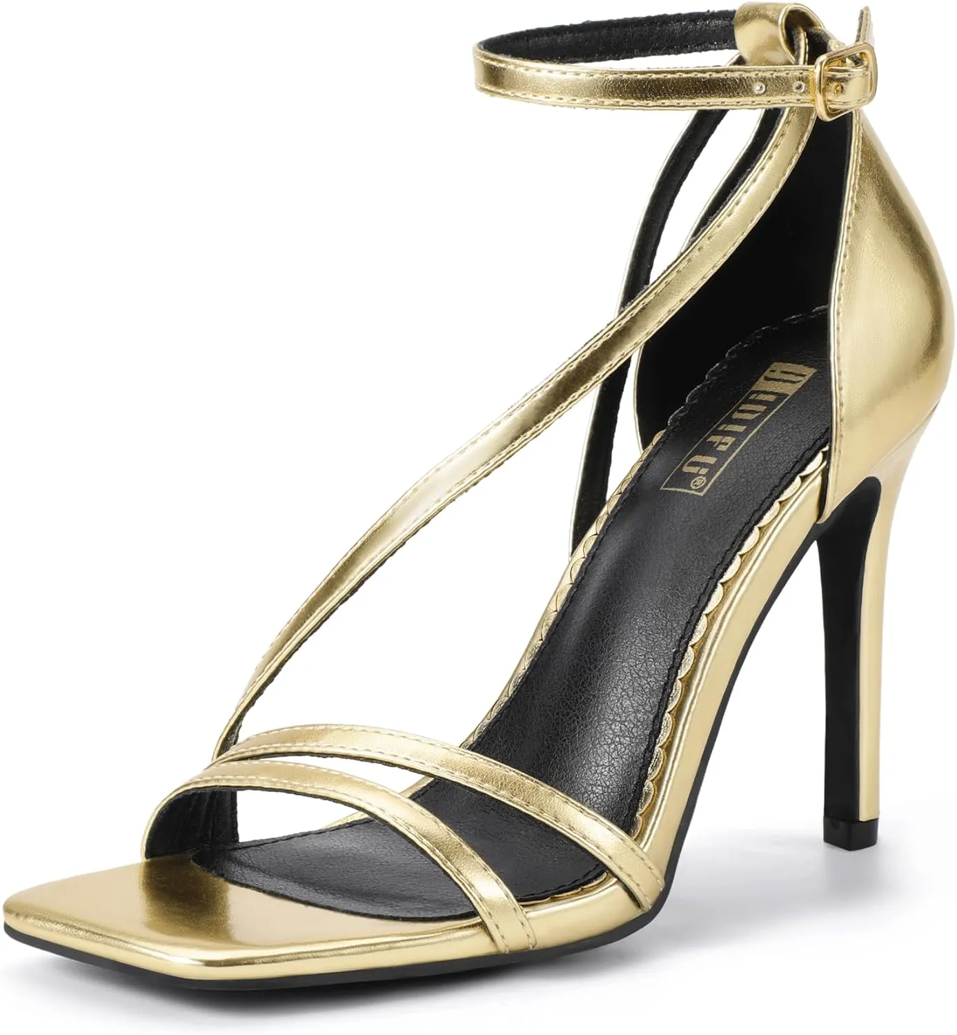 IDIFU IN4 Strappy Heels for Women Sexy High Stiletto Square Open Toe Heels Dress Shoes for Women Dressy Wedding Prom Bridal Bridesmaid Shoes Ankle Strap Heeled Sandals Comfortable Cute Trendy Heels