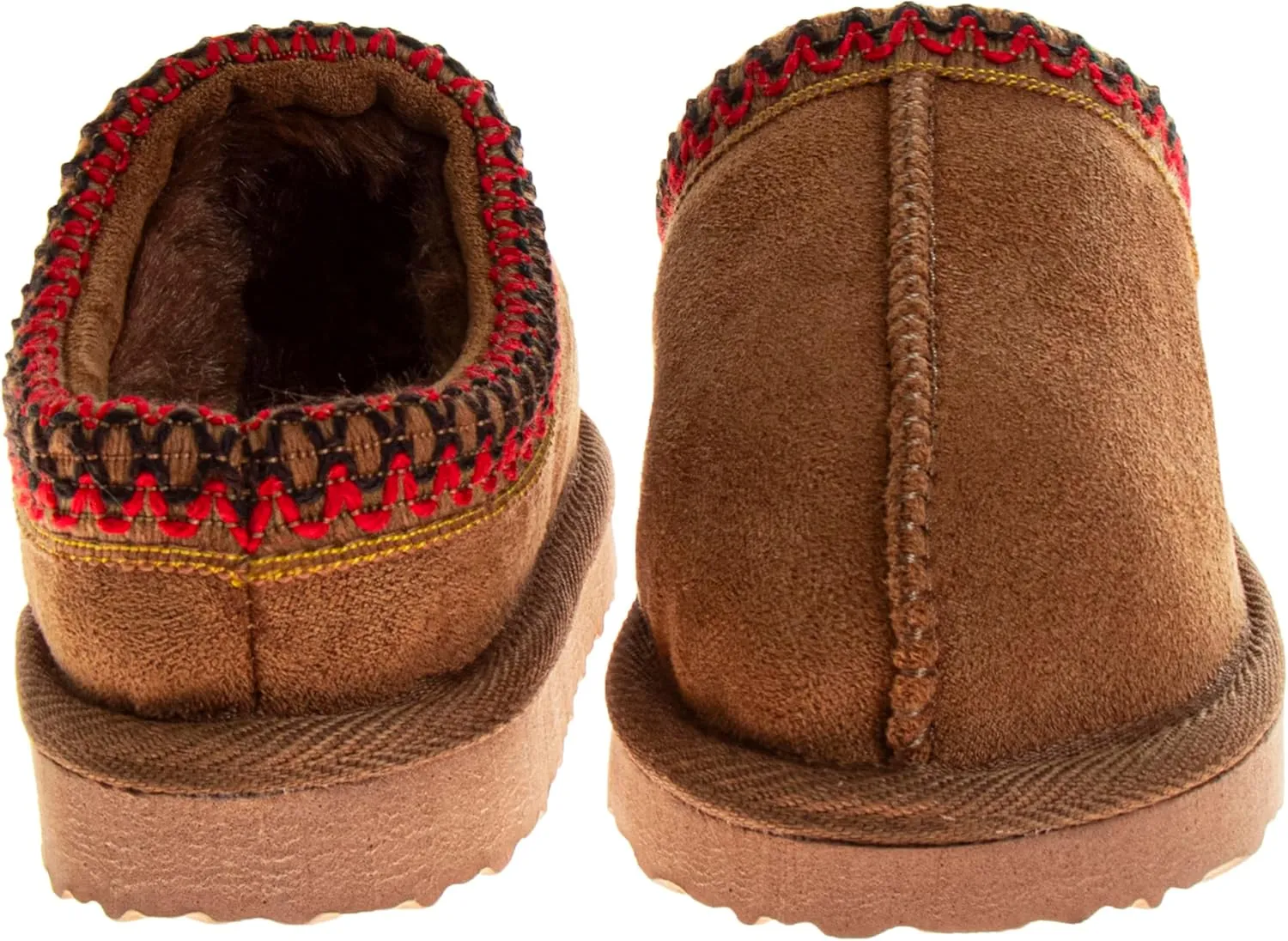 Josmo Girls Boys Kids Slippers Thick Sole - Comfy Moccasins Slides Faux Fur Soft Bedroom Foam House Shoes - Little Kid/Big Kid