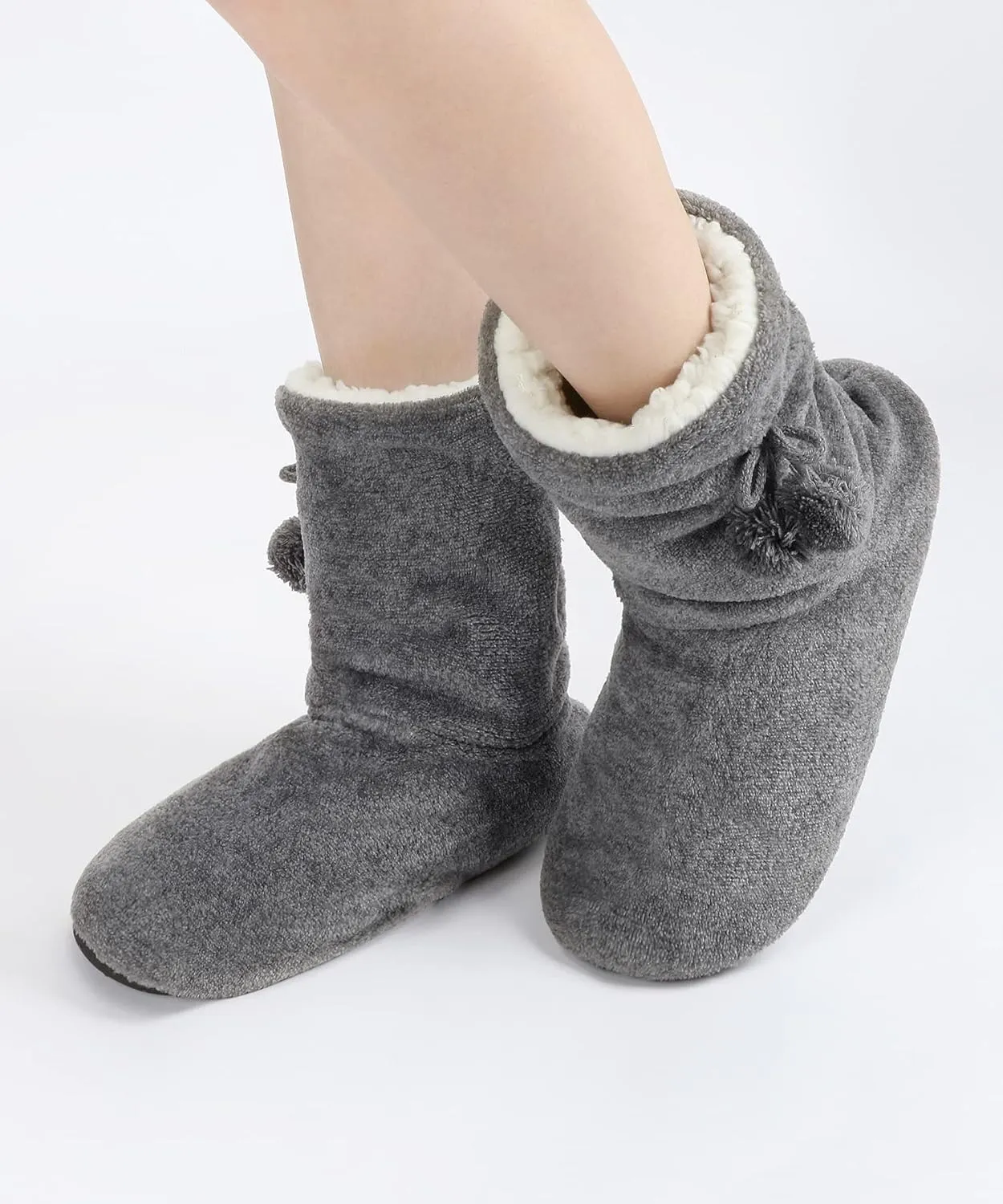 Keyela Womens Slipper Socks With Soles, Fluffy Cozy Soft Non-Skid Bottom Slippers Booties For Ladies, Fuzzy Winter House Slippers