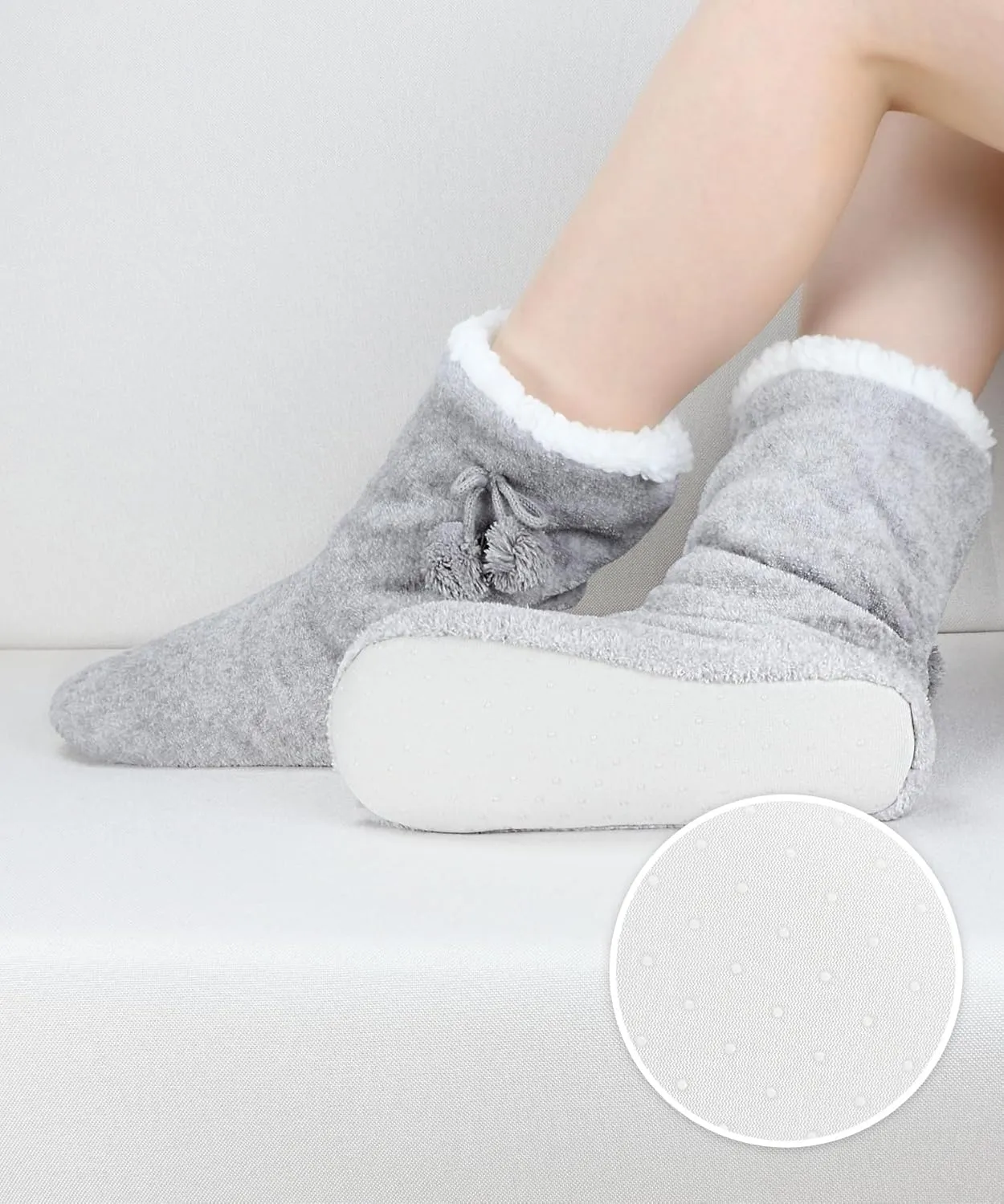 Keyela Womens Slipper Socks With Soles, Fluffy Cozy Soft Non-Skid Bottom Slippers Booties For Ladies, Fuzzy Winter House Slippers