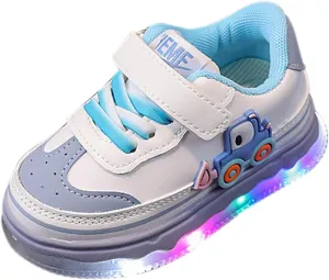 Kids Light Up Flashing Sneaker Athletic Running Shoes Lace-Up Luminous Trainer for Little Girls Boys Casual Shoes