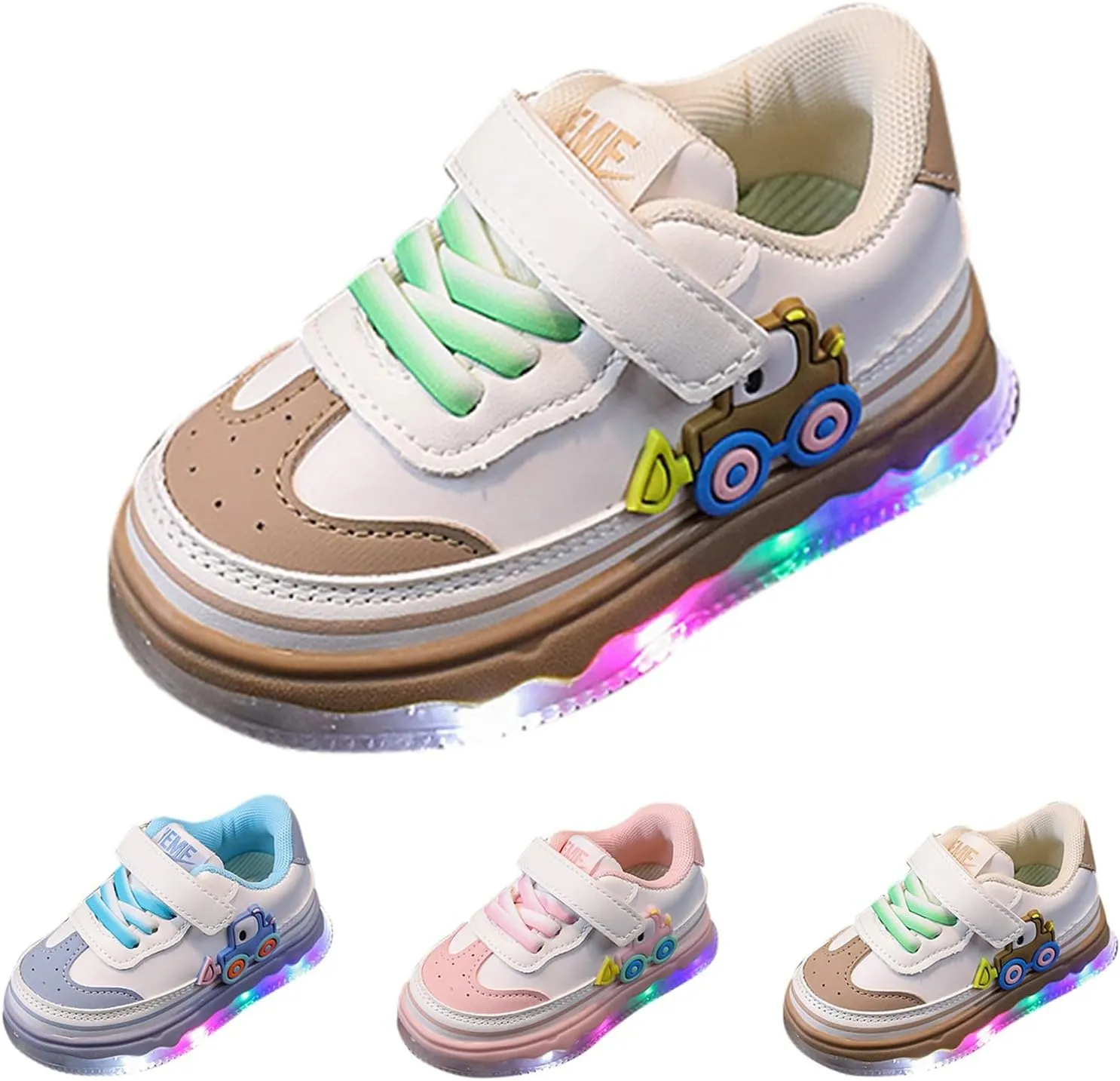 Kids Light Up Flashing Sneaker Athletic Running Shoes Lace-Up Slip-on Sneakers for Boy Girl Kids Glowing Trainer
