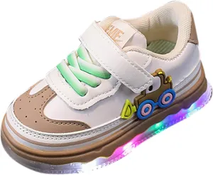 Kids Light Up Flashing Sneaker Athletic Running Shoes Lace-Up Slip-on Sneakers for Boy Girl Kids Glowing Trainer