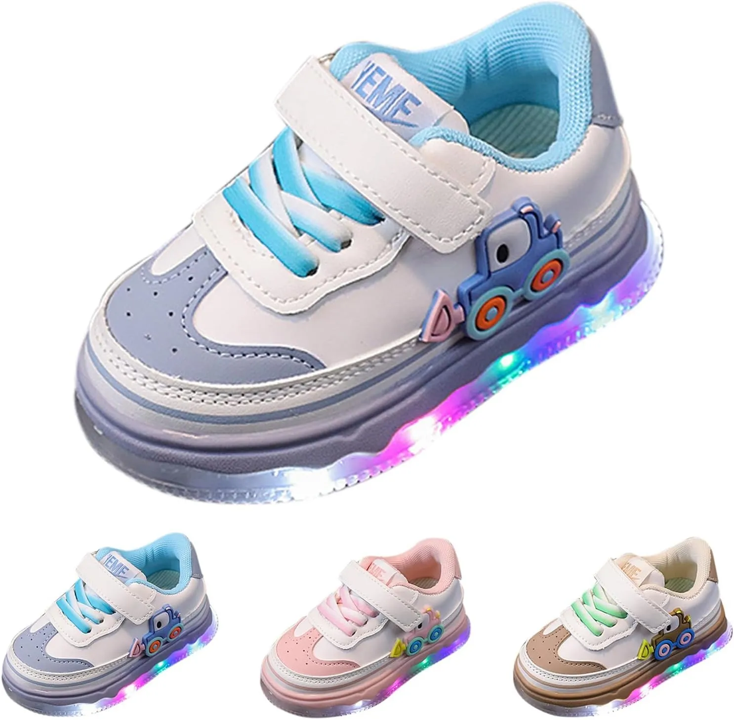 Kids Light Up Flashing Sneaker Athletic Running Shoes Lace-Up Slip-on Sneakers for Boy Girl Kids Glowing Trainer