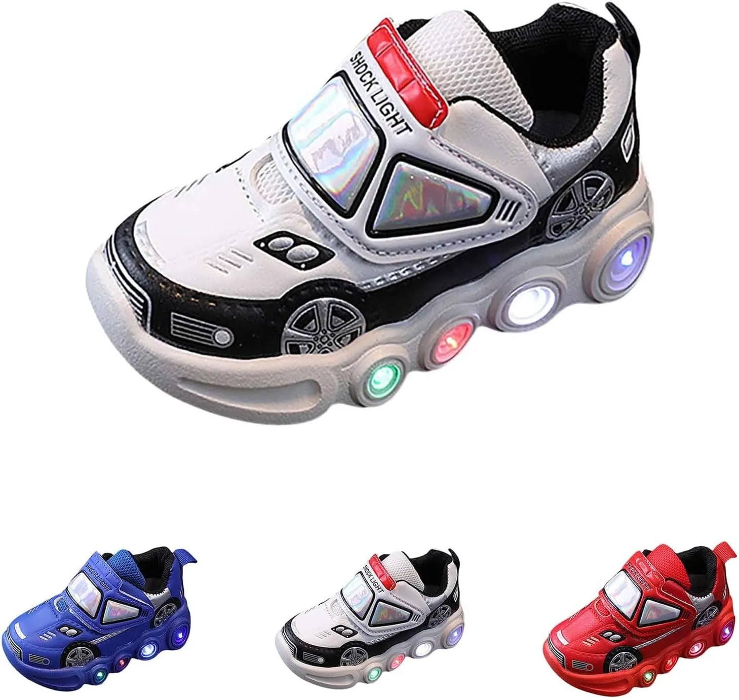 Kids Light Up Shoes Baby Toddler Boys Trainers Luminous Flashing Cartoon Athletic Running Sport Slip On Ankle Boots