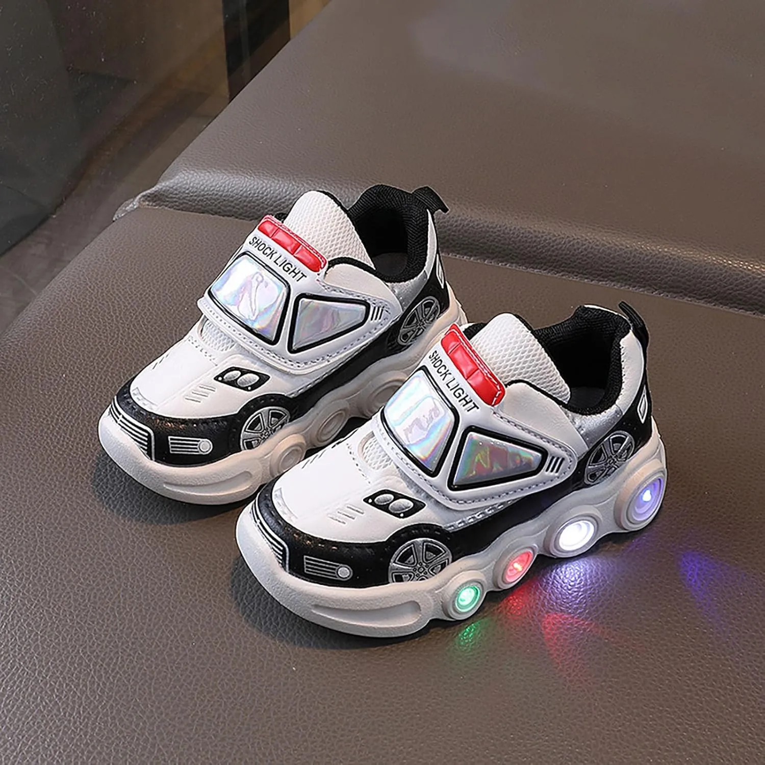 Kids Light Up Shoes Baby Toddler Boys Trainers Luminous Flashing Cartoon Athletic Running Sport Slip On Ankle Boots