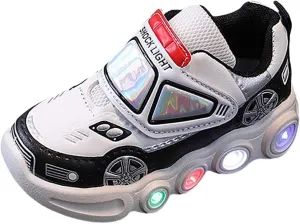 Kids Light Up Shoes Baby Toddler Boys Trainers Luminous Flashing Cartoon Athletic Running Sport Slip On Ankle Boots