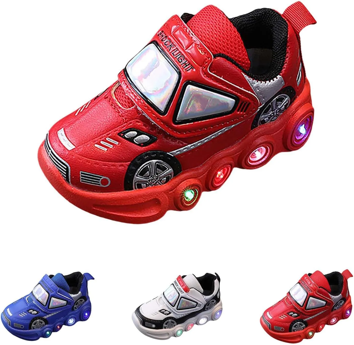 Kids Light Up Shoes Baby Toddler Boys Trainers Luminous Flashing Cartoon Athletic Running Sport Slip On Ankle Boots