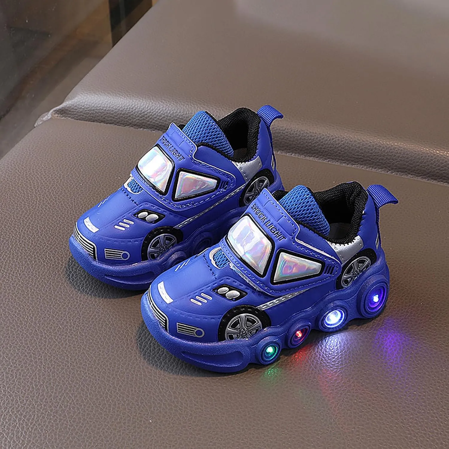Kids Light Up Shoes Baby Toddler Boys Trainers Luminous Flashing Cartoon Athletic Running Sport Slip On Ankle Boots