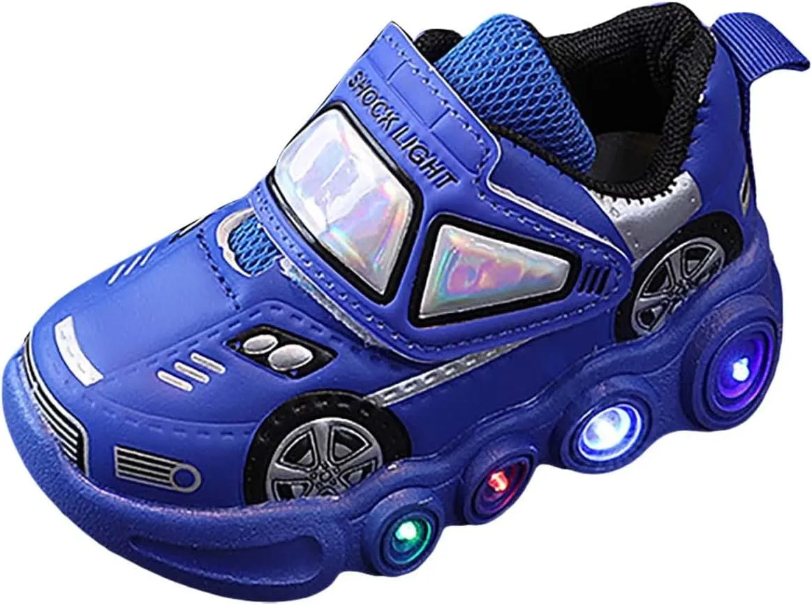 Kids Light Up Shoes Baby Toddler Boys Trainers Luminous Flashing Cartoon Athletic Running Sport Slip On Ankle Boots