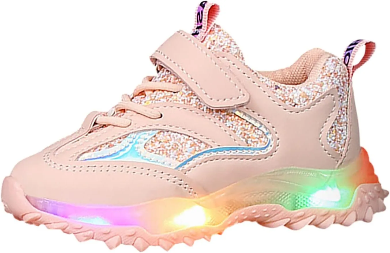 Kids Light Up Shoes for Girls Boys Flash Non Slip Soft Sole Sneakers for Birthday Youth Girls Dress Tennis Shoes